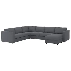 IKEA VIMLE ВИМЛЕ, углов 5-мест диван-кровать+козетка, Окрашенный в средне-серый цвет 095.452.66 фото