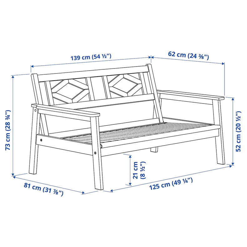 IKEA BONDHOLMEN БОНДХОЛЬМЕН, 2-місний диван, вуличний, білий/бежевий, 139x81x73 см 505.581.85 фото №4