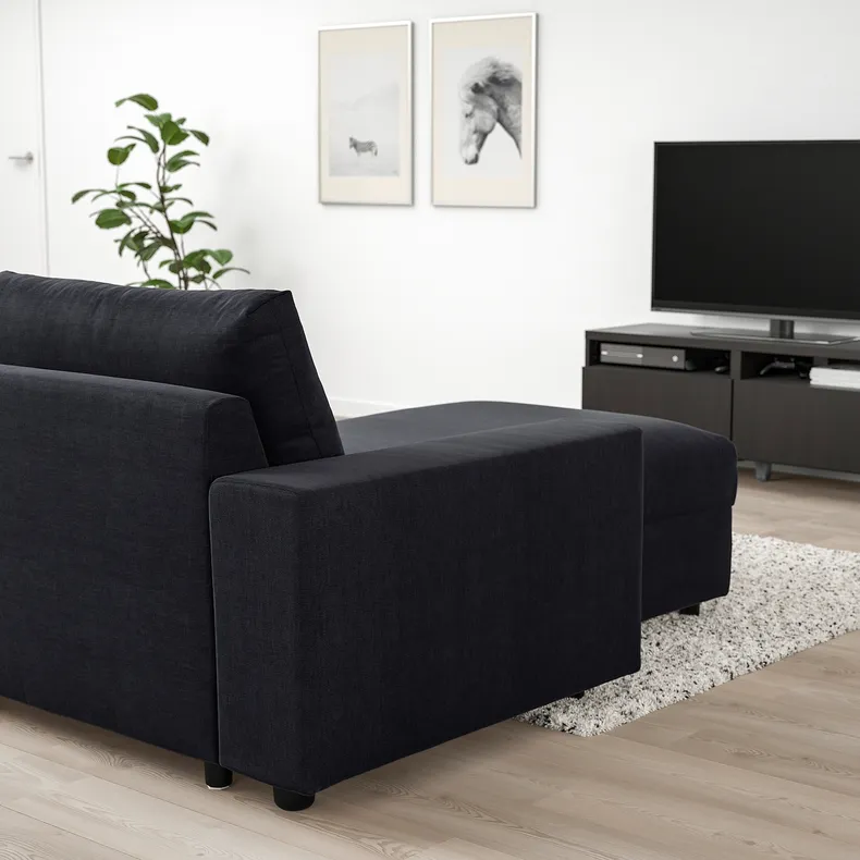 IKEA VIMLE ВІМЛЕ, кутовий диван, 5-місний з кушеткою, з широкими підлокітниками / САКСЕМАРА чорно-синій 994.018.24 фото №3