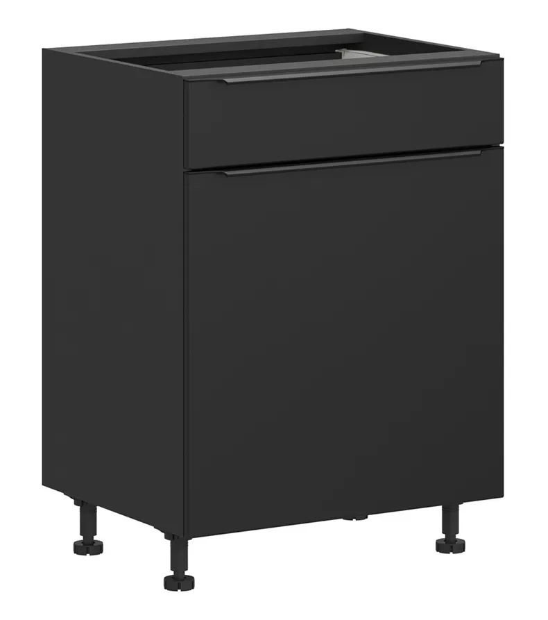 BRW Кухонна шафа Sole L6 60 см права з висувною шухлядою чорний матовий, чорний/чорний матовий FM_D1S_60/82_P/SMB-CA/CAM фото №2