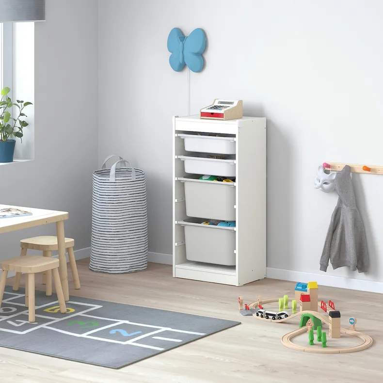 IKEA TROFAST ТРУФАСТ, комбінація для зберіган +контейнери, білий/білий сірий, 46x30x94 см 095.333.05 фото №2