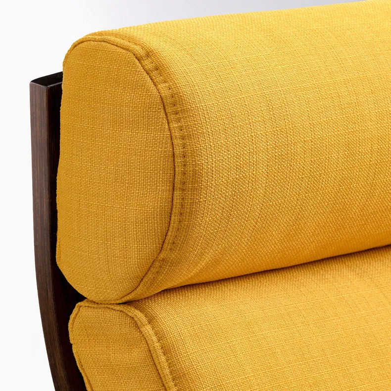 IKEA POÄNG ПОЕНГ, крісло, коричневий / СКІФТЕБУ жовтий 793.871.07 фото №4