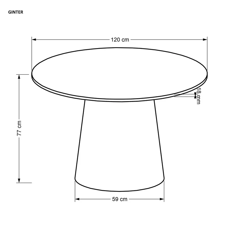 Круглый стол GINTER 120x120 см, черный фото №11