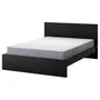 IKEA MALM МАЛЬМ, каркас кровати с матрасом, черный / коричневый / Валевог средней жесткости, 160x200 см 995.444.65 фото