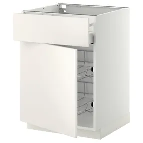 IKEA METOD МЕТОД / MAXIMERA МАКСИМЕРА, напольн шкаф с пров корз / ящ / дверью, белый / белый, 60x60 см 394.552.40 фото