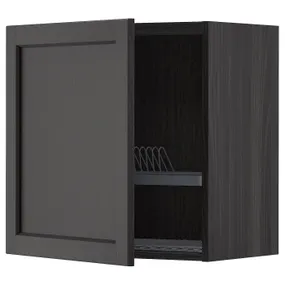 IKEA METOD МЕТОД, навесной шкаф с сушилкой, черный / Лерхиттан с черными пятнами, 60x60 см 194.545.38 фото