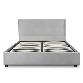Кровать двуспальная бархатная MEBEL ELITE ANDRE Velvet, 160x200 см, светло-серый фото