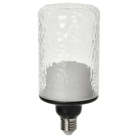 IKEA MOLNART МОЛЬНАРТ, LED лампа E27 150 люмен, прозоре / візерункове скло у формі трубки, 90 мм 505.601.88 фото