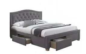 Кровать двуспальная бархатная SIGNAL ELECTRA Velvet, серый, 160x200 см фото