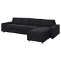 IKEA VIMLE ВІМЛЕ, 4-місний диван із кушеткою, з широкими підлокітниками/САКСЕМАРА чорно-синій 394.017.75 фото