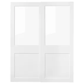 IKEA GRIMO ГРІМО, розсувні дверцята, 2 шт., скло / білий, 150x201 см 105.452.94 фото