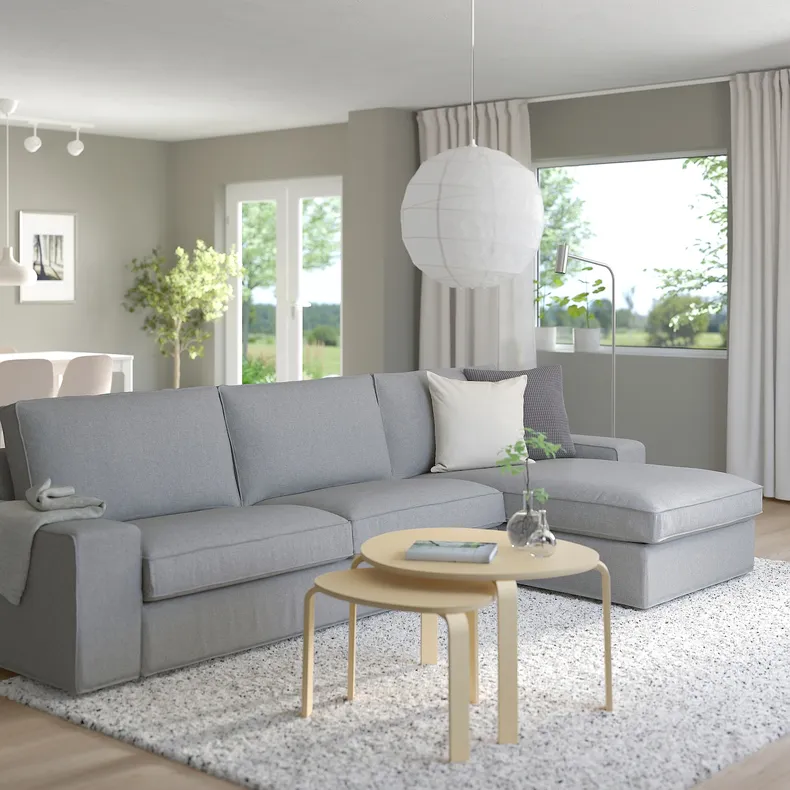 IKEA KIVIK КИВИК, 4-местный диван с козеткой, Тибблби бежевый / серый 994.405.85 фото №2