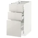 IKEA METOD МЕТОД / MAXIMERA МАКСІМЕРА, підлогова шафа з 3 шухлядами, білий / Ringhult світло-сірий, 40x60 см 691.424.98 фото thumb №1