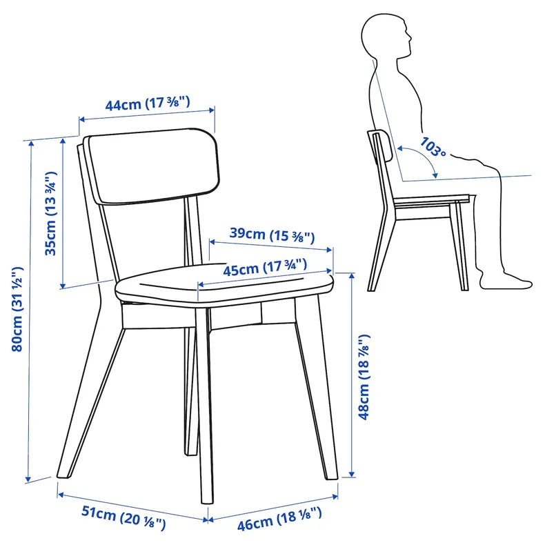 IKEA LISABO ЛИСАБО / LISABO ЛИСАБО, стол и 4 стула, черный / тальмира черный / серый, 105 см 795.549.07 фото №4