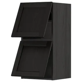 IKEA METOD МЕТОД, навесной шкаф / 2 дверцы, горизонтал, черный / Лерхиттан с черными пятнами, 40x80 см 393.930.06 фото