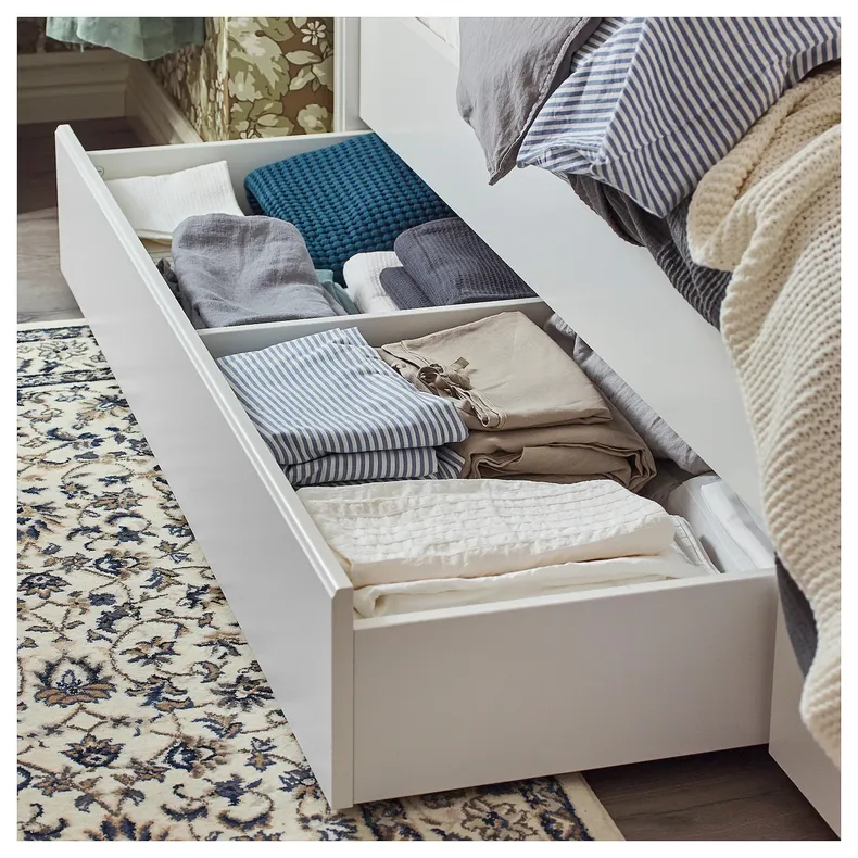 IKEA SONGESAND СОНГЕСАНД, каркас ліжка, 2 коробки для зберіг, білий, 160x200 см 392.412.11 фото №7