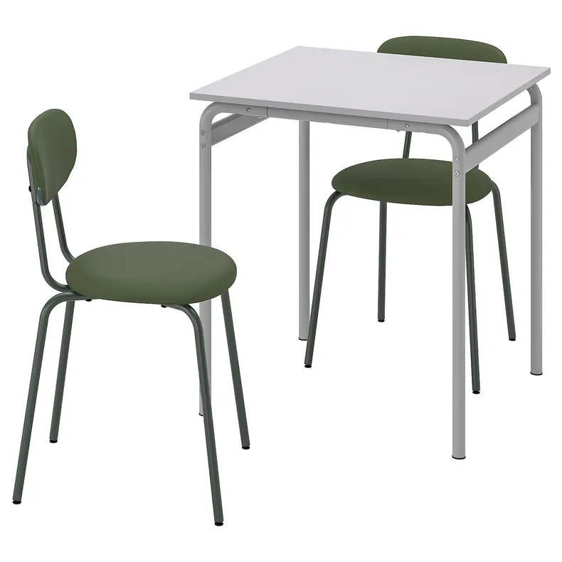 IKEA GRÅSALA ГРОСАЛА / ÖSTANÖ ЭСТАНЁ, стол и 2 стула, серый / Реммарн темно-зеленый, 67 см 695.514.19 фото №1