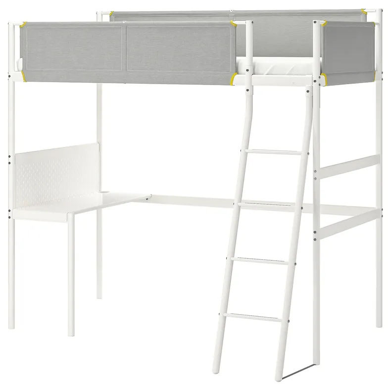 IKEA VITVAL ВІТВАЛЬ, каркас ліжка-горища зі стільницею, білий/світло-сірий, 90x200 см 693.025.66 фото №1