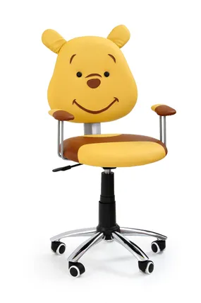 Детское кресло вращающееся HALMAR KUBUŚ коричневый/желтый фото