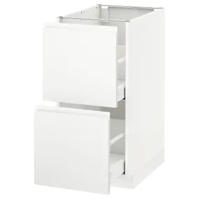 IKEA METOD МЕТОД / MAXIMERA МАКСІМЕРА, підлогова шафа / 2 фронт пан / 2 вис шх, білий / Voxtorp матовий білий, 40x60 см 291.121.01 фото