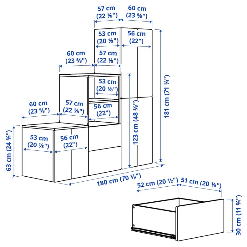 IKEA SMÅSTAD СМОСТАД, PLATSA ПЛАТСА, комбинацияация для хранения, 180x57x181 см фото №5