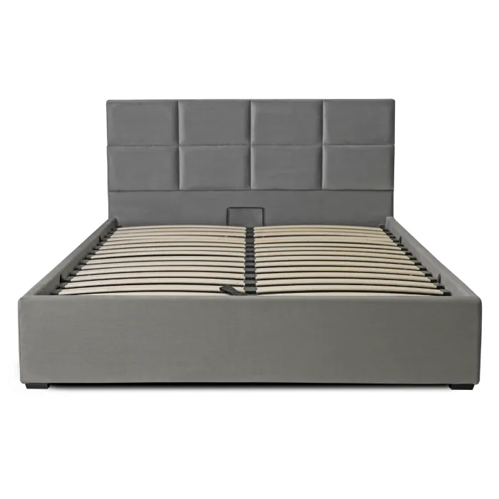 MEBEL ELITE Кровать 140x200 MANDA Velour Grey фото №1