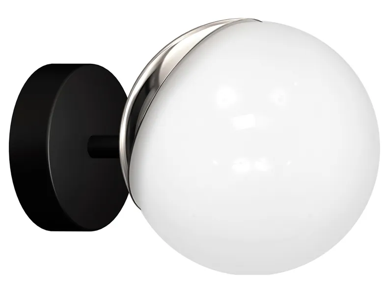 BRW Металевий настінний світильник Sfera білий і чорний 075565 фото №1