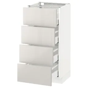 IKEA METOD МЕТОД / MAXIMERA МАКСИМЕРА, напольн шкаф 4 фронт панели / 4 ящика, белый / светло-серый, 40x37 см 891.424.16 фото