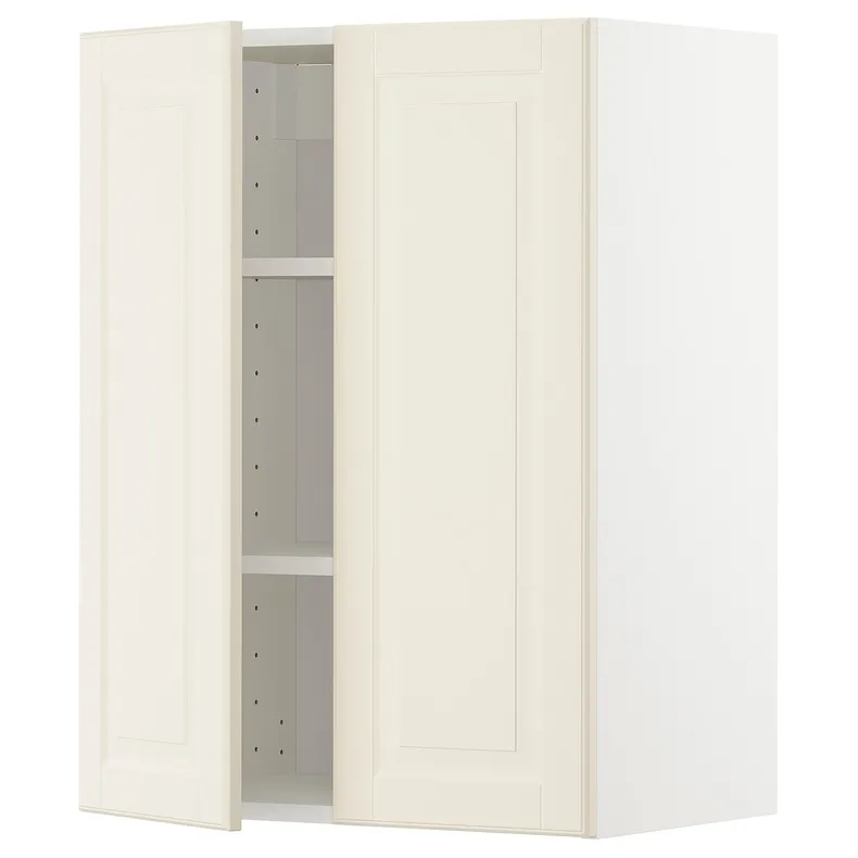 IKEA METOD МЕТОД, навесной шкаф с полками / 2дверцы, белый / бодбинские сливки, 60x80 см 894.576.23 фото №1