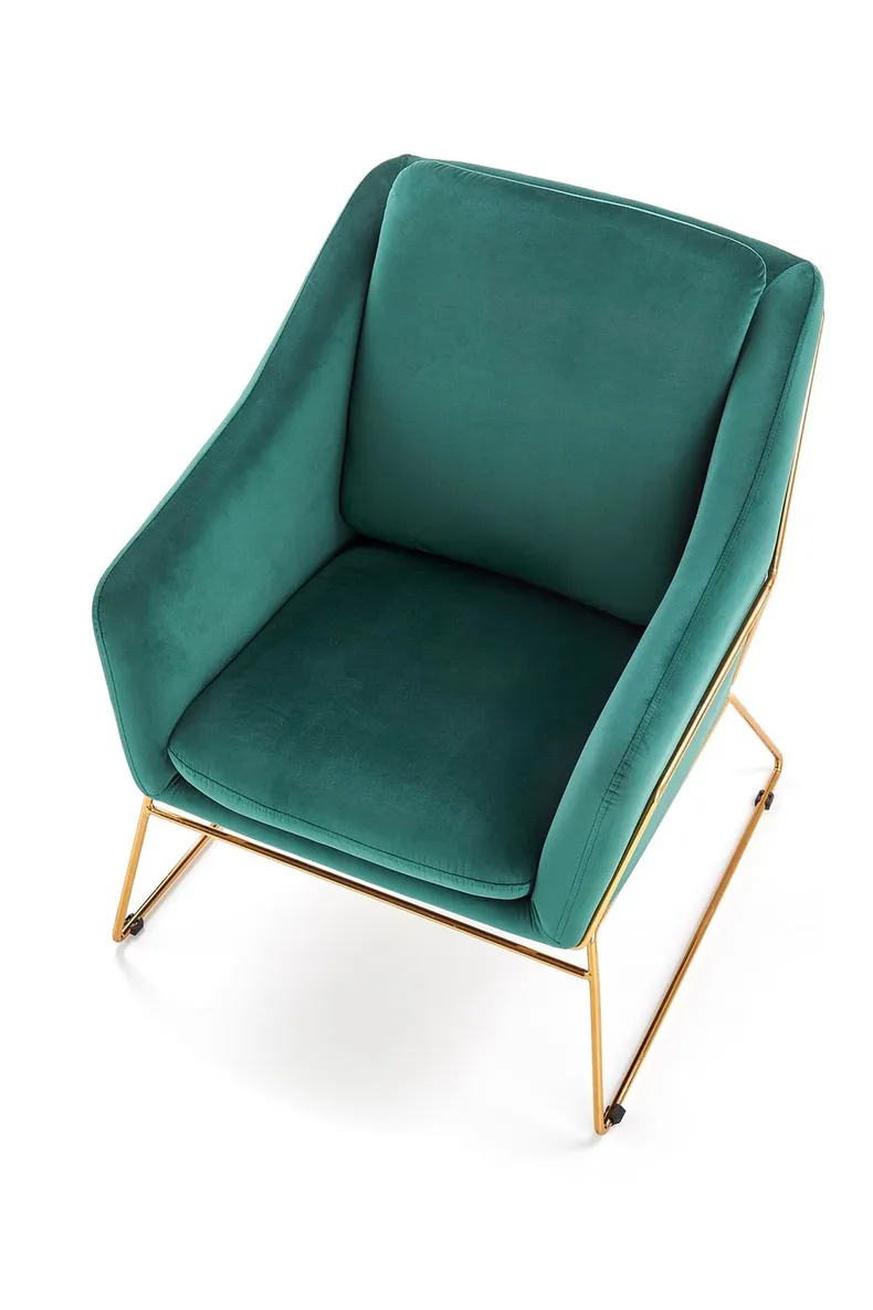 Кресло мягкое HALMAR SOFT 3 золотой каркас, темно-зеленый фото №9