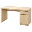 IKEA MALM МАЛЬМ, письмовий стіл, шпон з мореного дуба білого кольору, 140x65 см 203.598.23 фото thumb №1