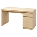 IKEA MALM МАЛЬМ, письмовий стіл, шпон з мореного дуба білого кольору, 140x65 см фото thumb №1