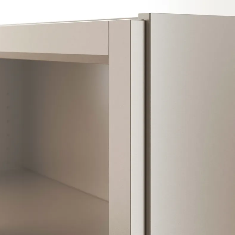 IKEA BILLY БИЛЛИ, шкаф книжный со стеклянными дверьми, серый / металлический эффект, 80x30x202 см 004.156.03 фото №9