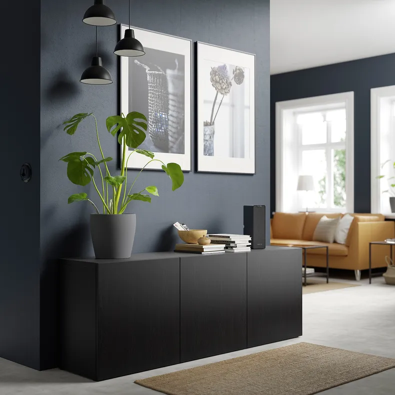 IKEA BESTÅ БЕСТО, комбинация для хранения с дверцами, черный / коричневый / Лапвикен черный / коричневый, 180x42x65 см 393.249.80 фото №3