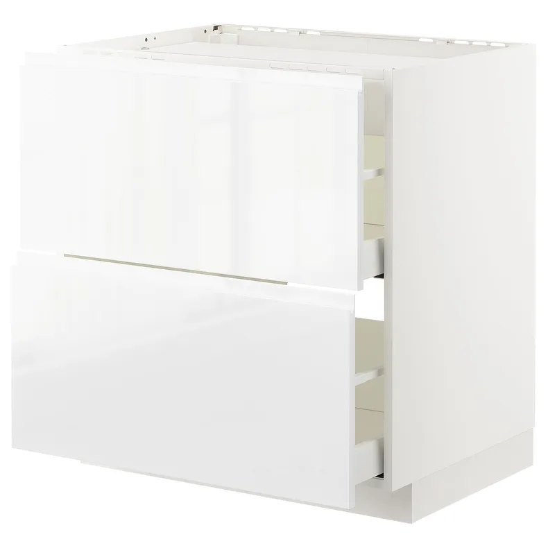 IKEA METOD МЕТОД / MAXIMERA МАКСИМЕРА, напольный шкаф / 2фронт панели / 2ящика, белый / Воксторп глянцевый / белый, 80x60 см 192.539.31 фото №1