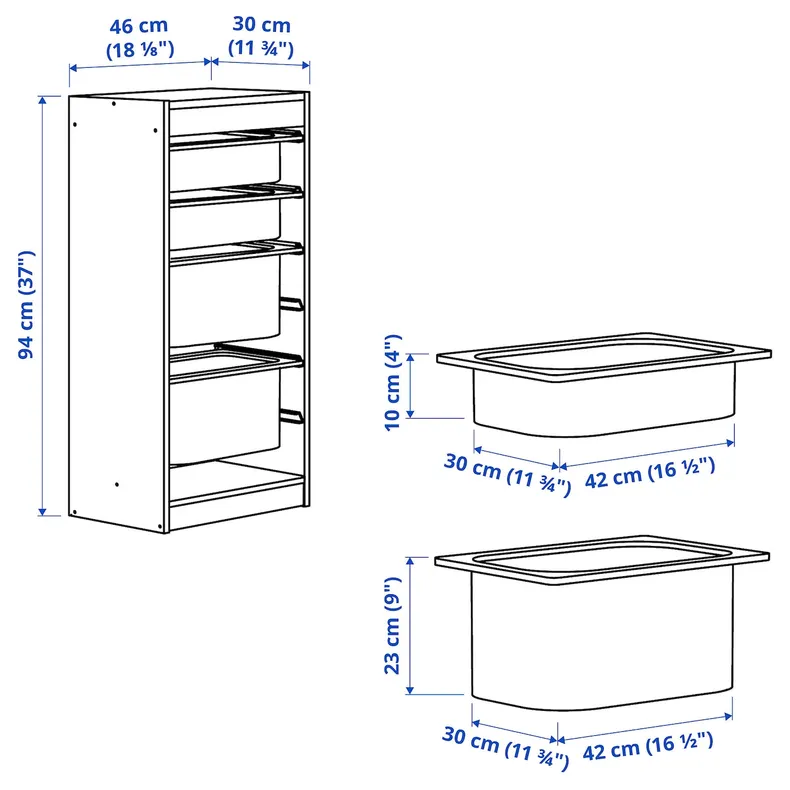 IKEA TROFAST, стеллаж для мусорных контейнеров, белый белый/красный, 46x30x94 см 995.751.93 фото №5