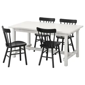 IKEA NORDVIKEN НОРДВІКЕН / NORRARYD НОРРАРЮД, стіл+4 стільці, білий/чорний, 152/223x95 см 893.051.73 фото