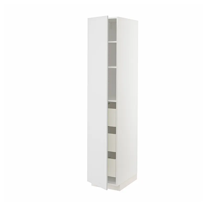 IKEA METOD МЕТОД / MAXIMERA МАКСИМЕРА, высокий шкаф с ящиками, белый / Стенсунд белый, 40x60x200 см 794.093.26 фото №1