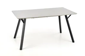 Стол кухонный HALMAR BALROG 140x80 см, каркас - черный, столешница - светло-серая фото