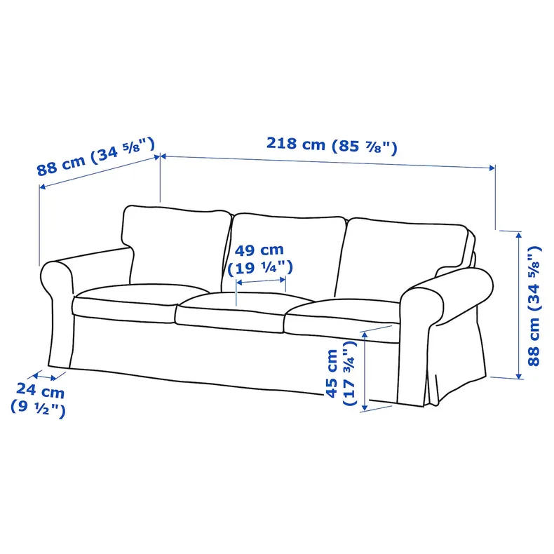 IKEA EKTORP ЭКТОРП, 3-местный диван, Хакебо серо-зеленый 595.090.01 фото №6