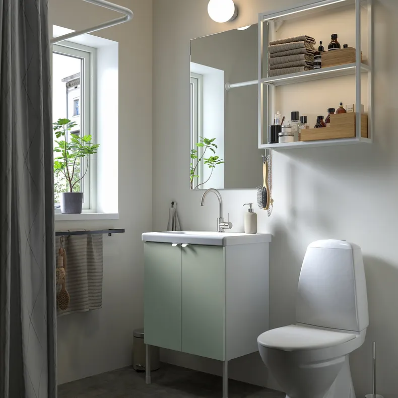 IKEA ENHET ЭНХЕТ, ванная, белый / бледный серо-зеленый, 64x43x87 см 795.470.64 фото №2