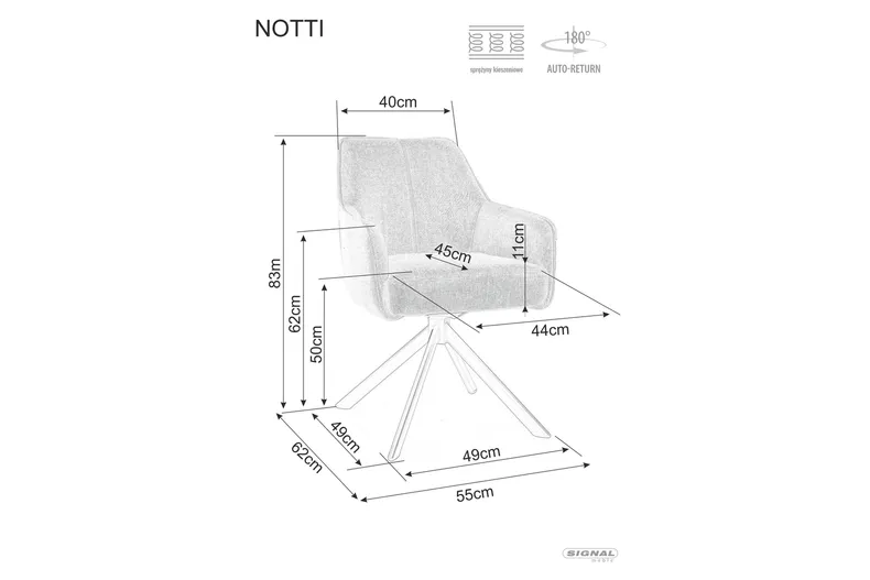 Стул обеденный поворотный SIGNAL NOTTI BREGO 18 - темно-серый фото №2