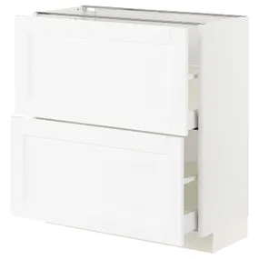 IKEA METOD МЕТОД / MAXIMERA МАКСІМЕРА, підлогова шафа з 2 шухлядами, білий Енкопінг / білий імітація дерева, 80x37 см 994.734.39 фото