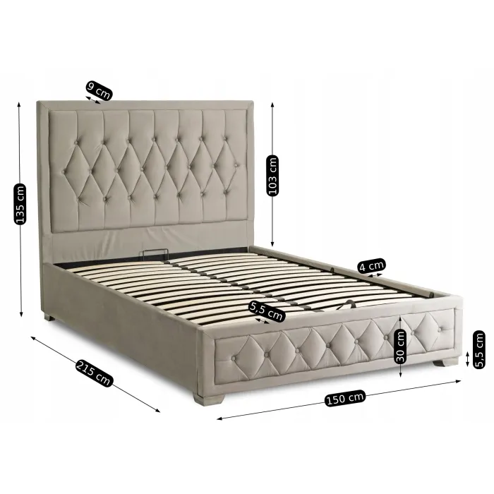 Кровать двуспальная бархатная MEBEL ELITE EVAN Velvet, 140x200 см, серый фото №11