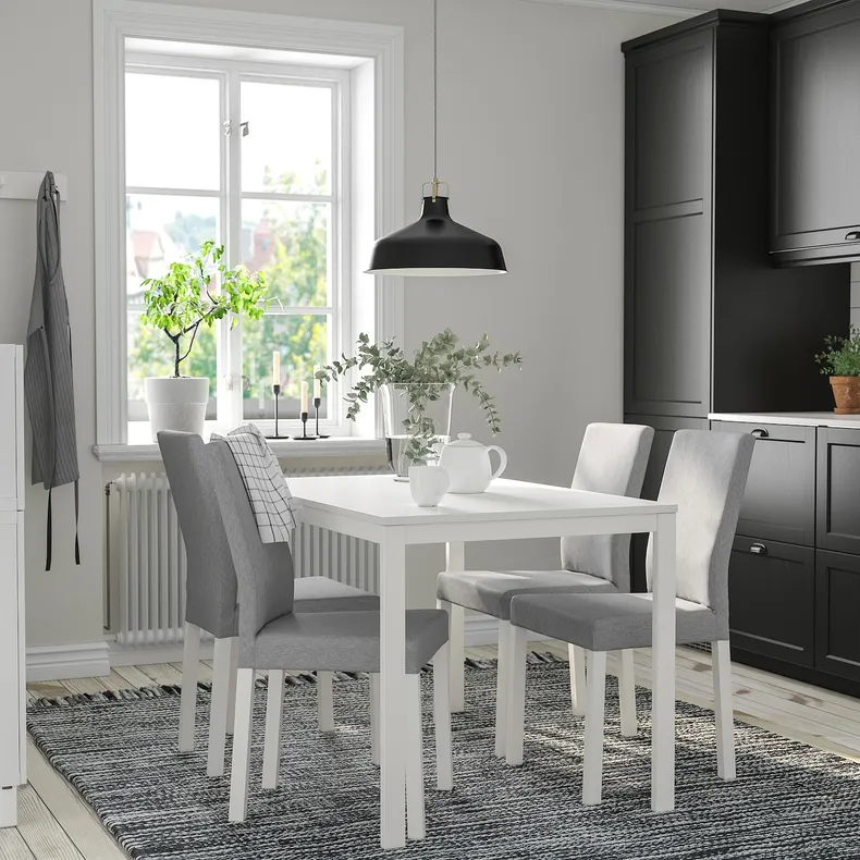 IKEA VANGSTA ВАНГСТА / KÄTTIL КЭТТИЛ, стол и 4 стула, белый / светло-серый, 120 / 180 см 594.288.49 фото №2