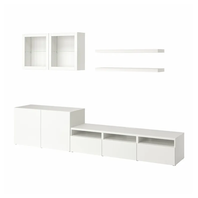 IKEA BESTÅ БЕСТО / LACK ЛАКК, шкаф для ТВ, комбинация, белый, 300x42x195 см 993.986.90 фото №1