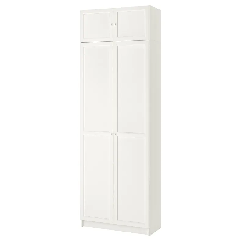 IKEA BILLY БІЛЛІ / OXBERG ОКСБЕРГ, стелаж додаткова верхня секція / двер, білий, 80x42x237 см 494.248.37 фото №1