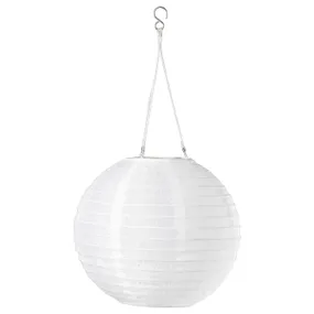 IKEA SOLVINDEN СОЛЬВІНДЕН, LED підвісний світильник сон батар, зовнішній / сфера білий, 30 см 305.136.64 фото