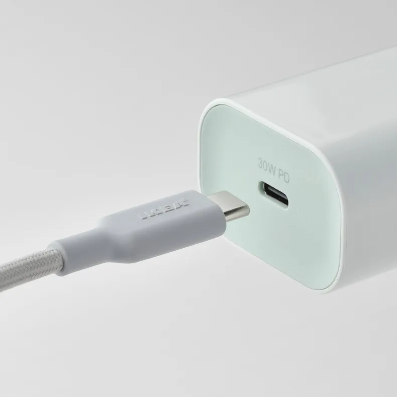 IKEA LILLHULT ЛІЛЛЬХУЛЬТ, кабель USB-C–USB-C, світло-сірий, 1.5 m 405.810.92 фото №5