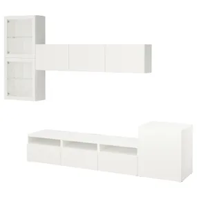 IKEA BESTÅ БЕСТО, шкаф для ТВ, комбин / стеклян дверцы, белый / Лапвикен белое прозрачное стекло, 300x42x211 см 194.067.26 фото